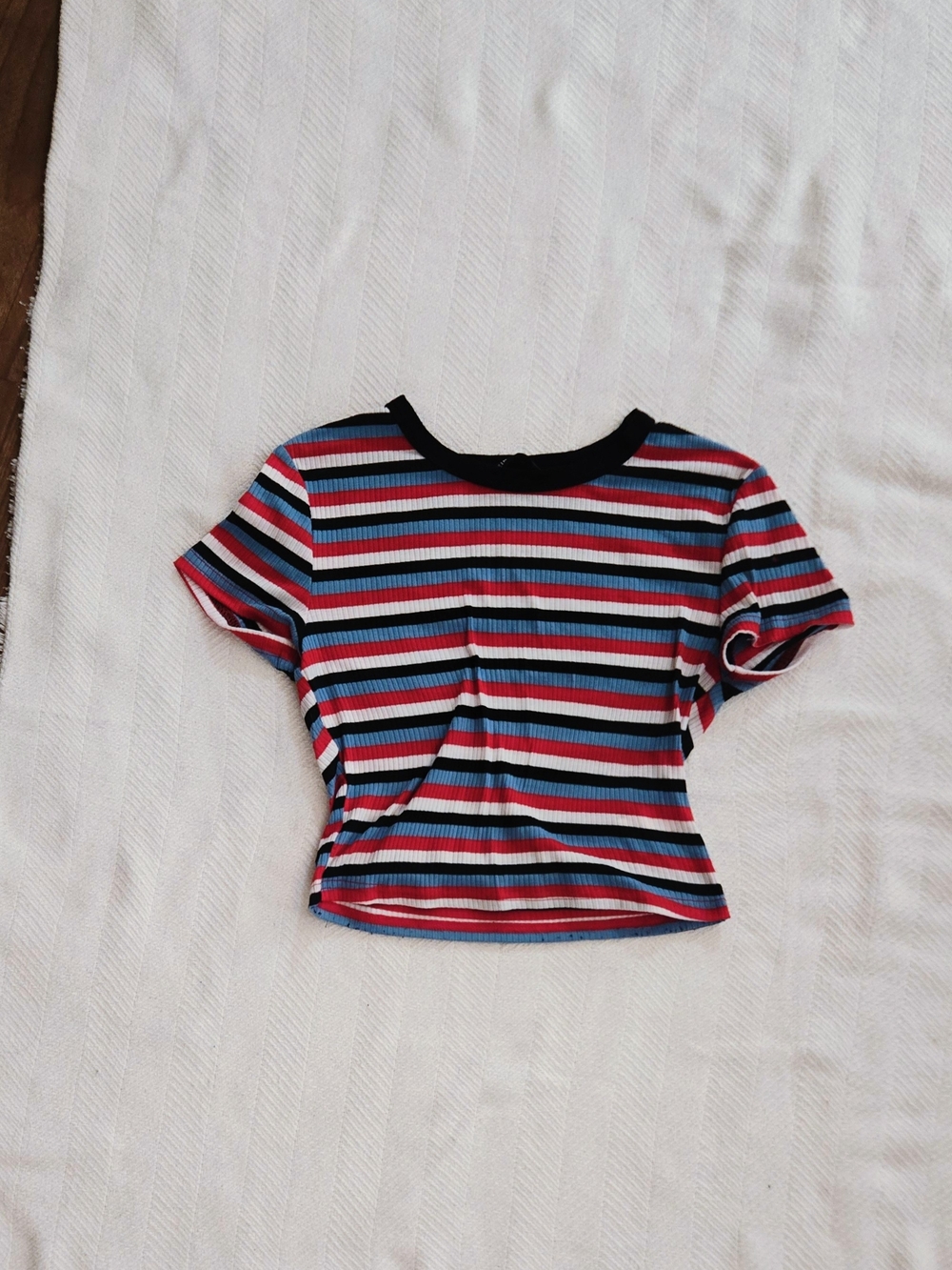 Rue21 Striped Ribbed Crop Top - Red, Blue, Black